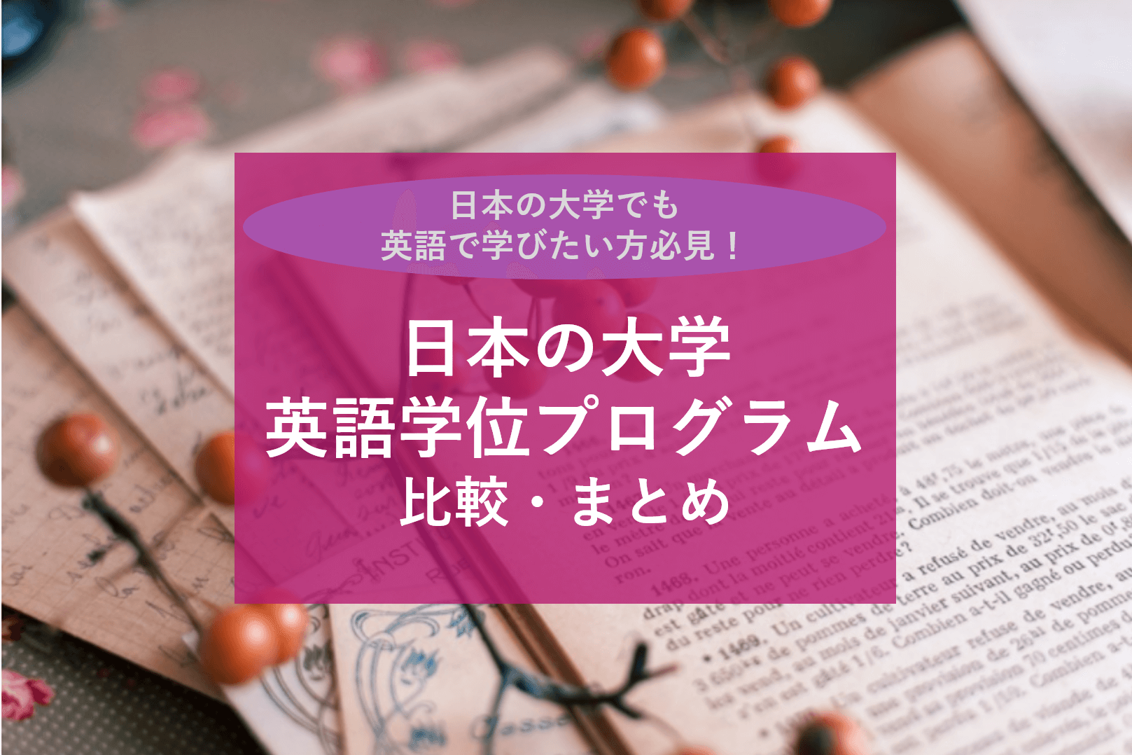日本の大学でも英語で学びたい方必見！【大学英語学位プログラム比較